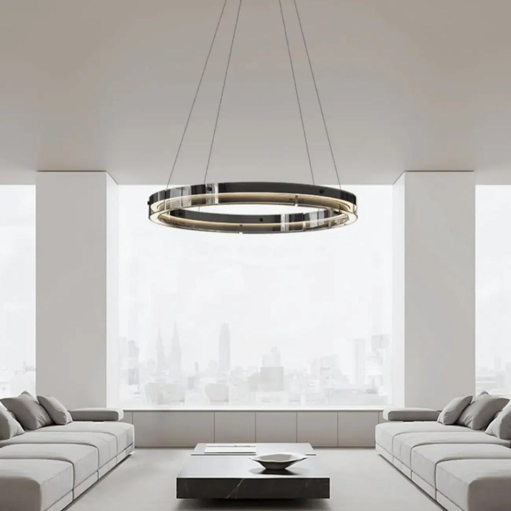 Lustre moderne rond en métal à LED, hauteur réglable