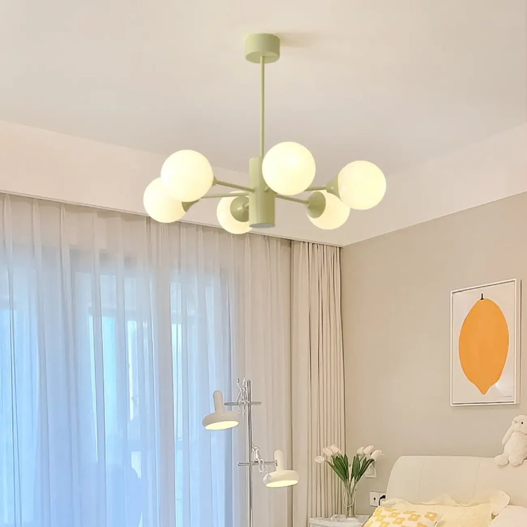 Lampadario moderno a 8 luci con globo in vetro e design regolabile