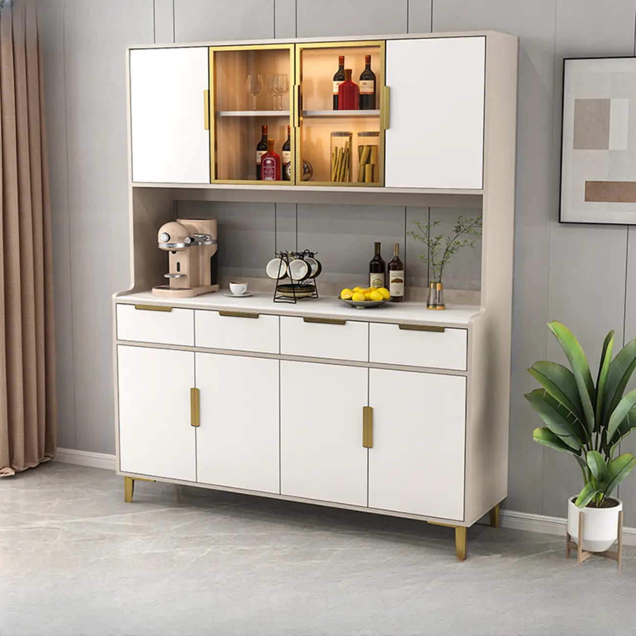Buffet de salle à manger en bois gris avec tiroir