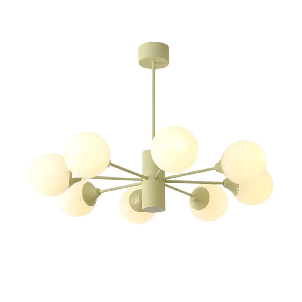 Lampadario moderno a 8 luci con globo in vetro e design regolabile