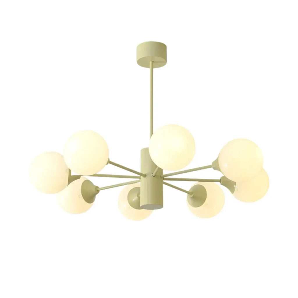 Lampadario moderno a 8 luci con globo in vetro e design regolabile