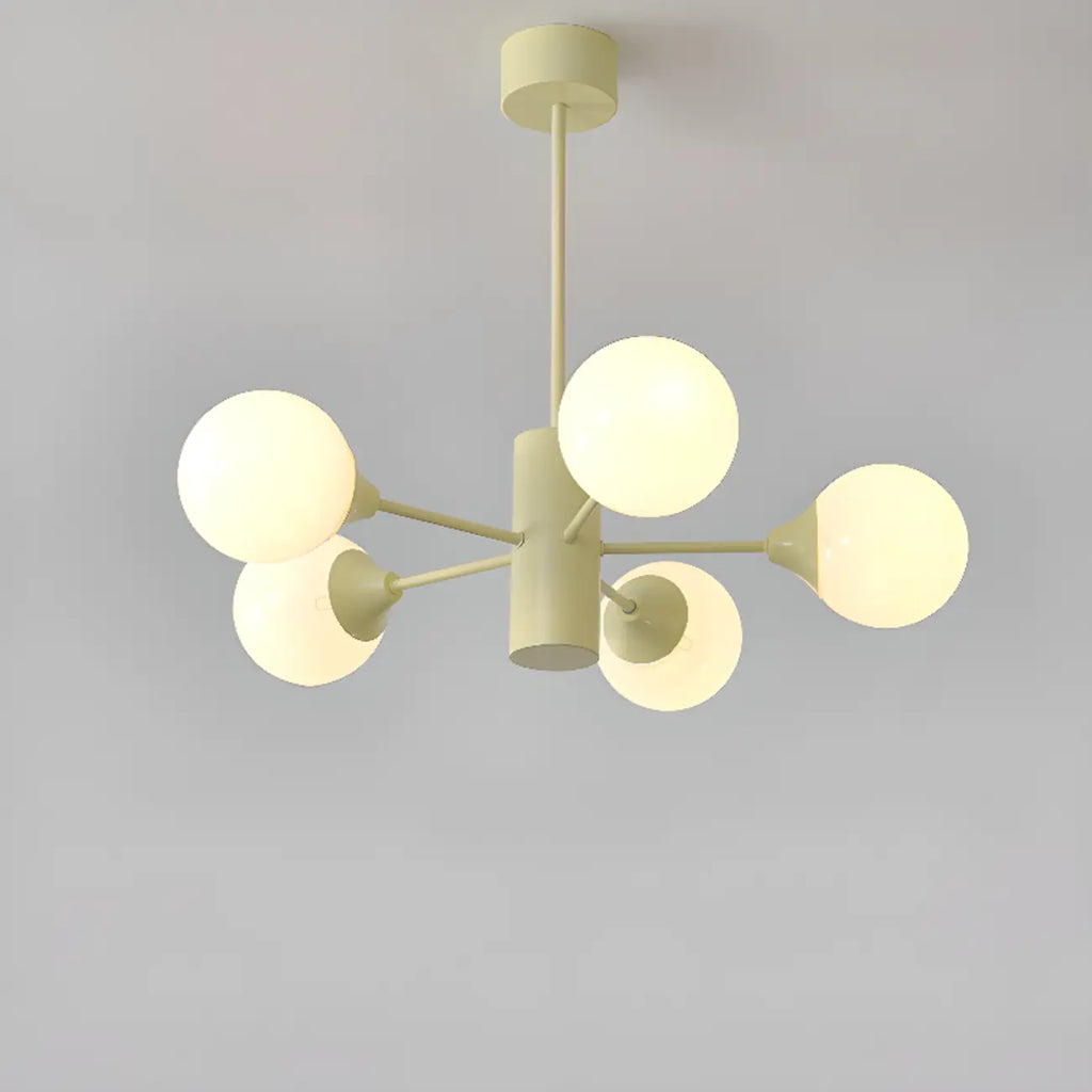 Lampadario moderno a 8 luci con globo in vetro e design regolabile