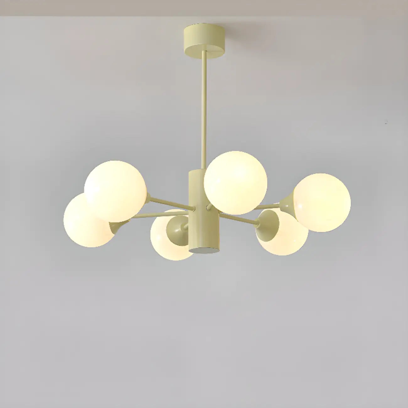 Lampadario moderno a 8 luci con globo in vetro e design regolabile