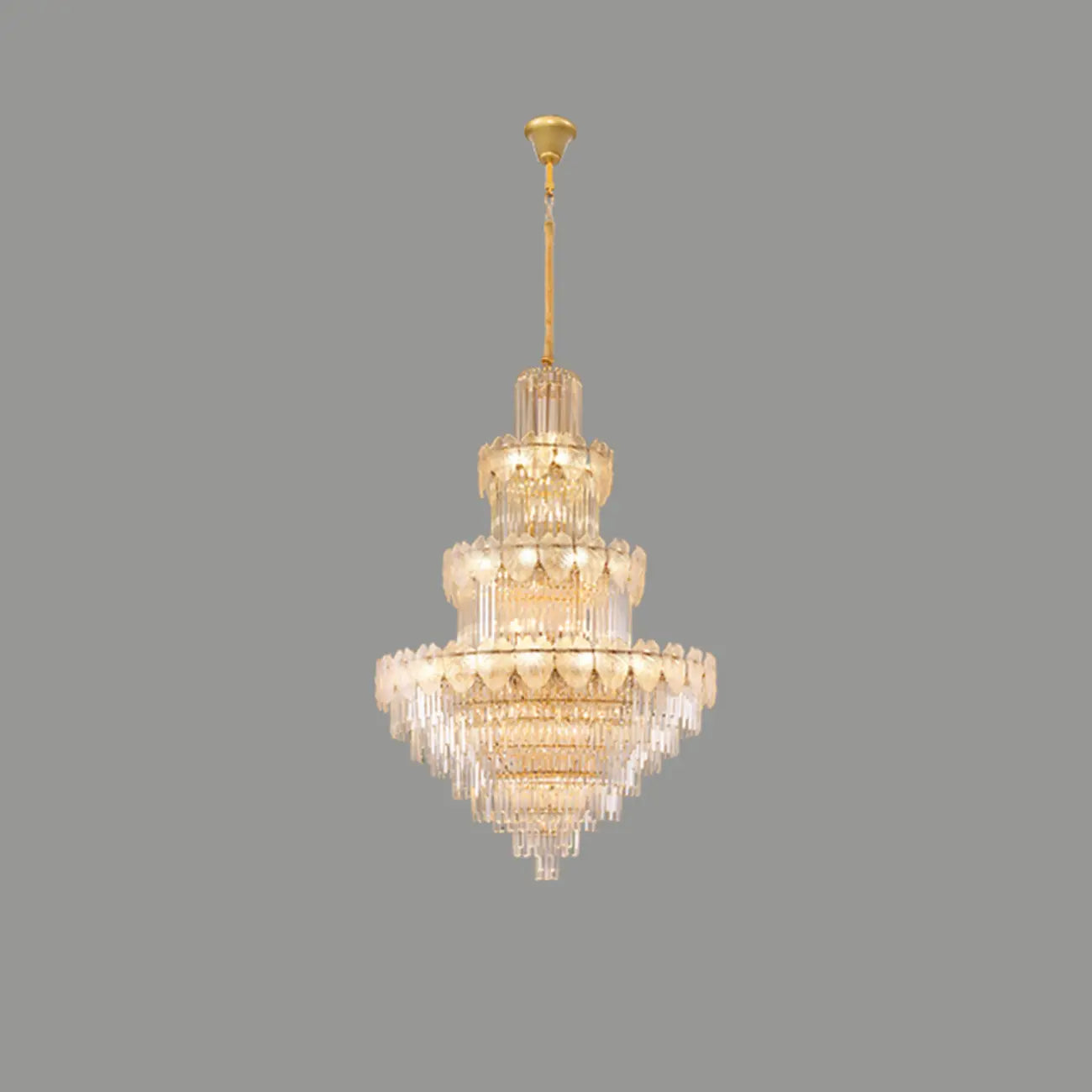 Lustre rond en cristal de luxe au design élégant à plusieurs niveaux