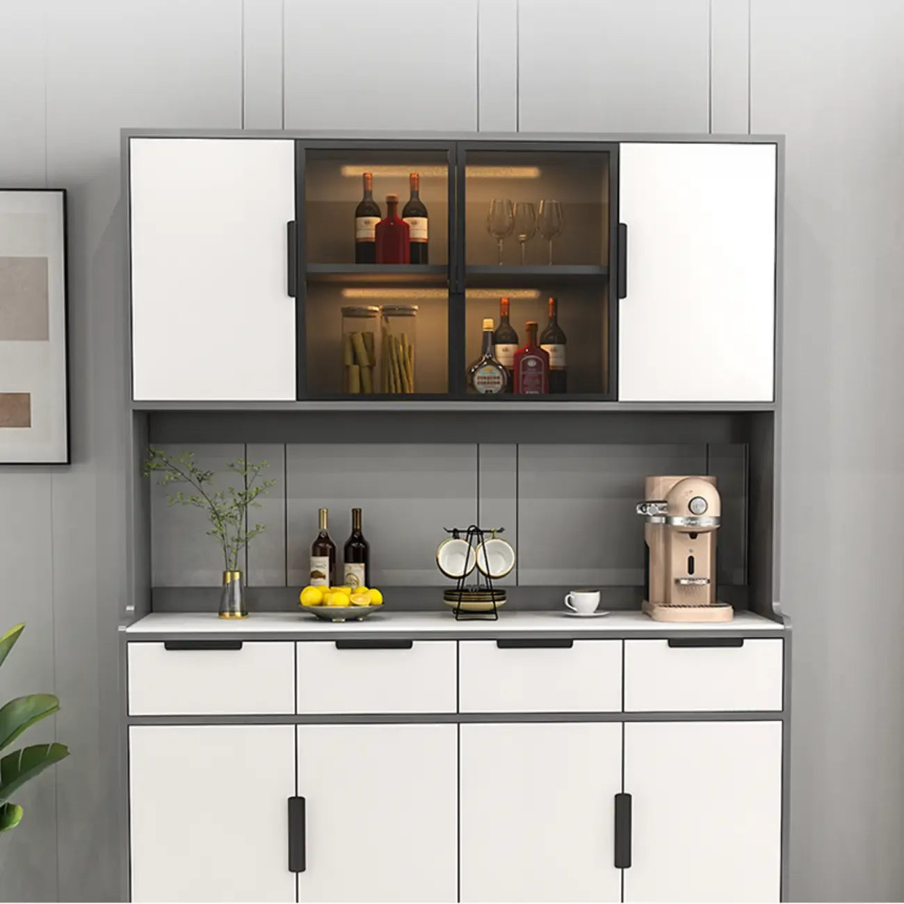 Buffet de salle à manger en bois gris avec tiroir