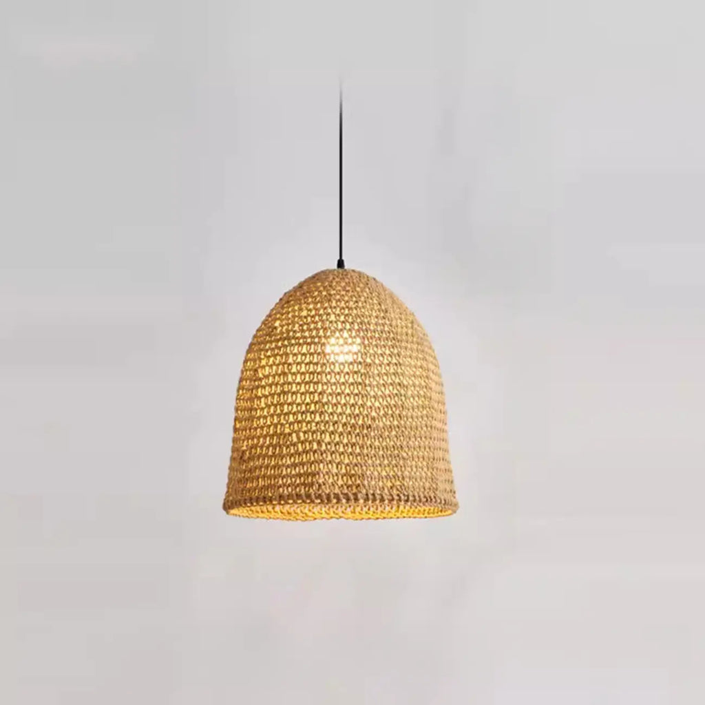 Suspension en rotin de style champêtre en forme de cage pour salon