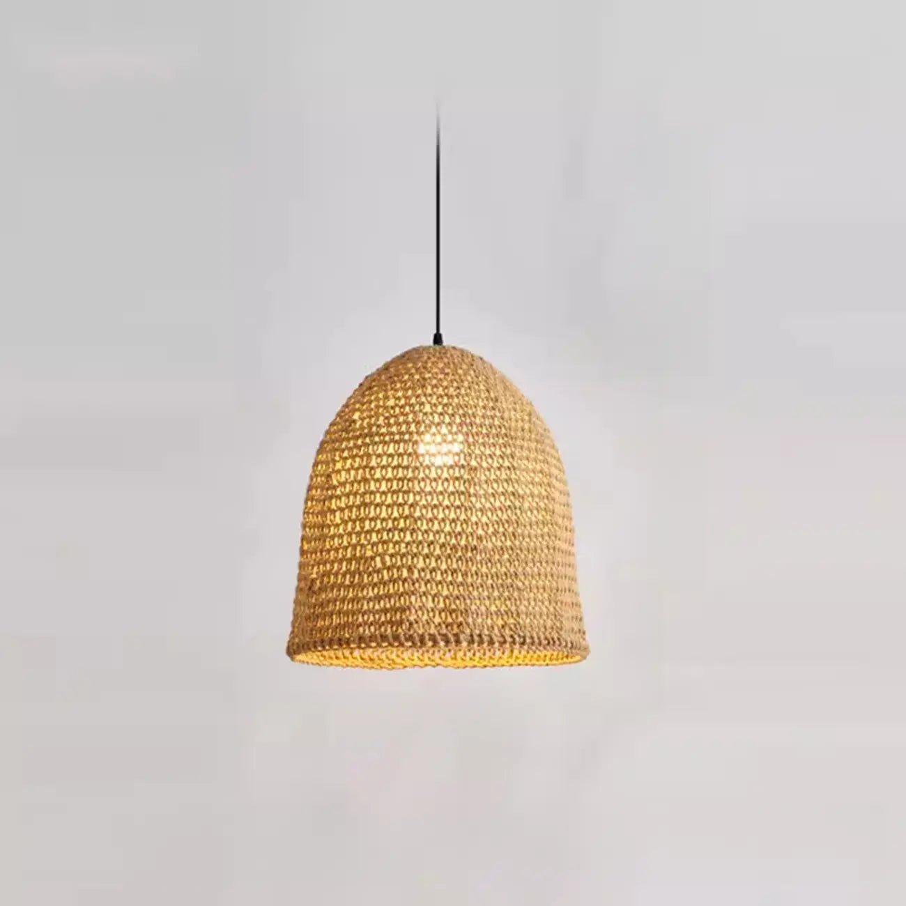 Suspension en rotin de style champêtre en forme de cage pour salon