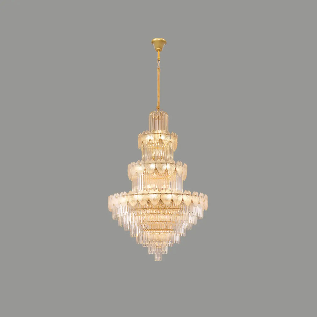 Lustre rond en cristal de luxe au design élégant à plusieurs niveaux