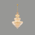 Lustre rond en cristal de luxe au design élégant à plusieurs niveaux
