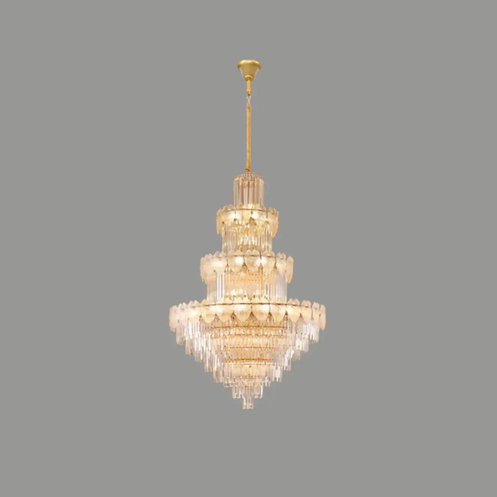 Lustre rond en cristal de luxe au design élégant à plusieurs niveaux