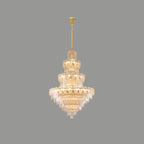 Lustre rond en cristal de luxe au design élégant à plusieurs niveaux