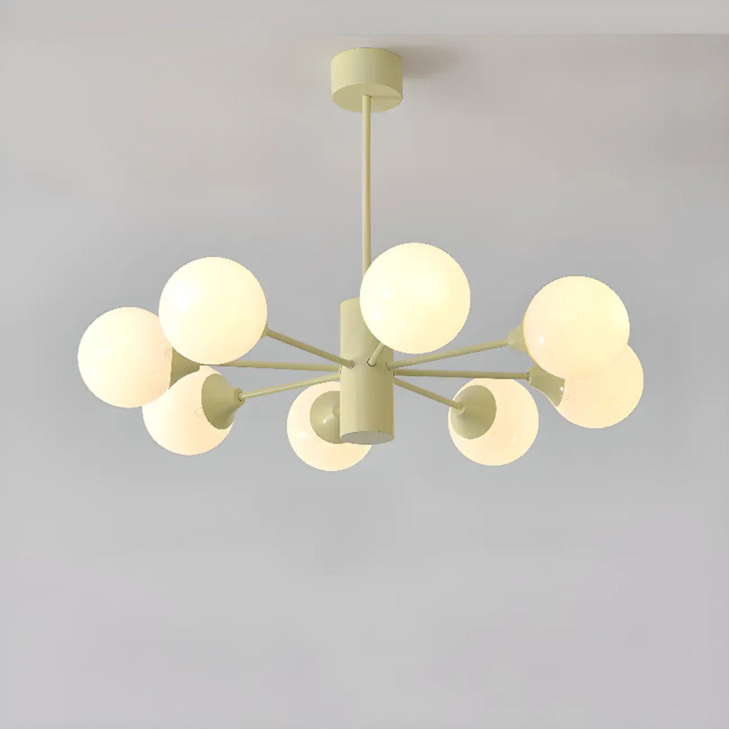 Lampadario moderno a 8 luci con globo in vetro e design regolabile