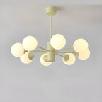 Lampadario moderno a 8 luci con globo in vetro e design regolabile