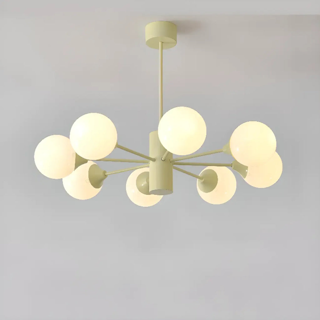 Lampadario moderno a 8 luci con globo in vetro e design regolabile