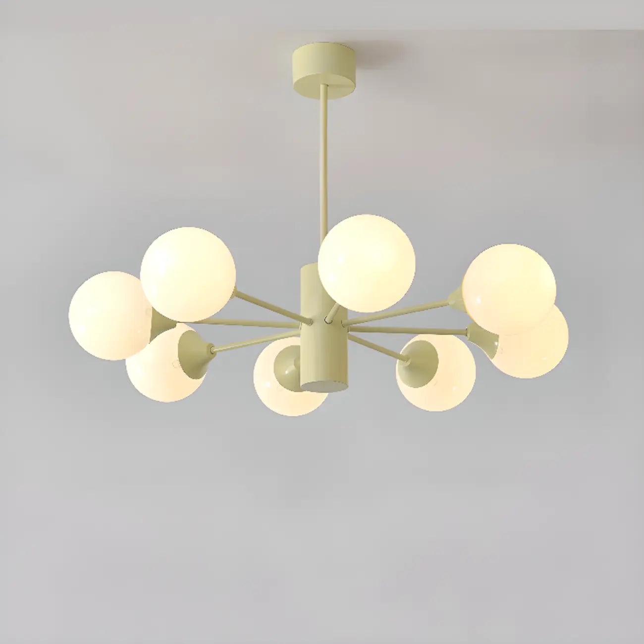 Lampadario moderno a 8 luci con globo in vetro e design regolabile