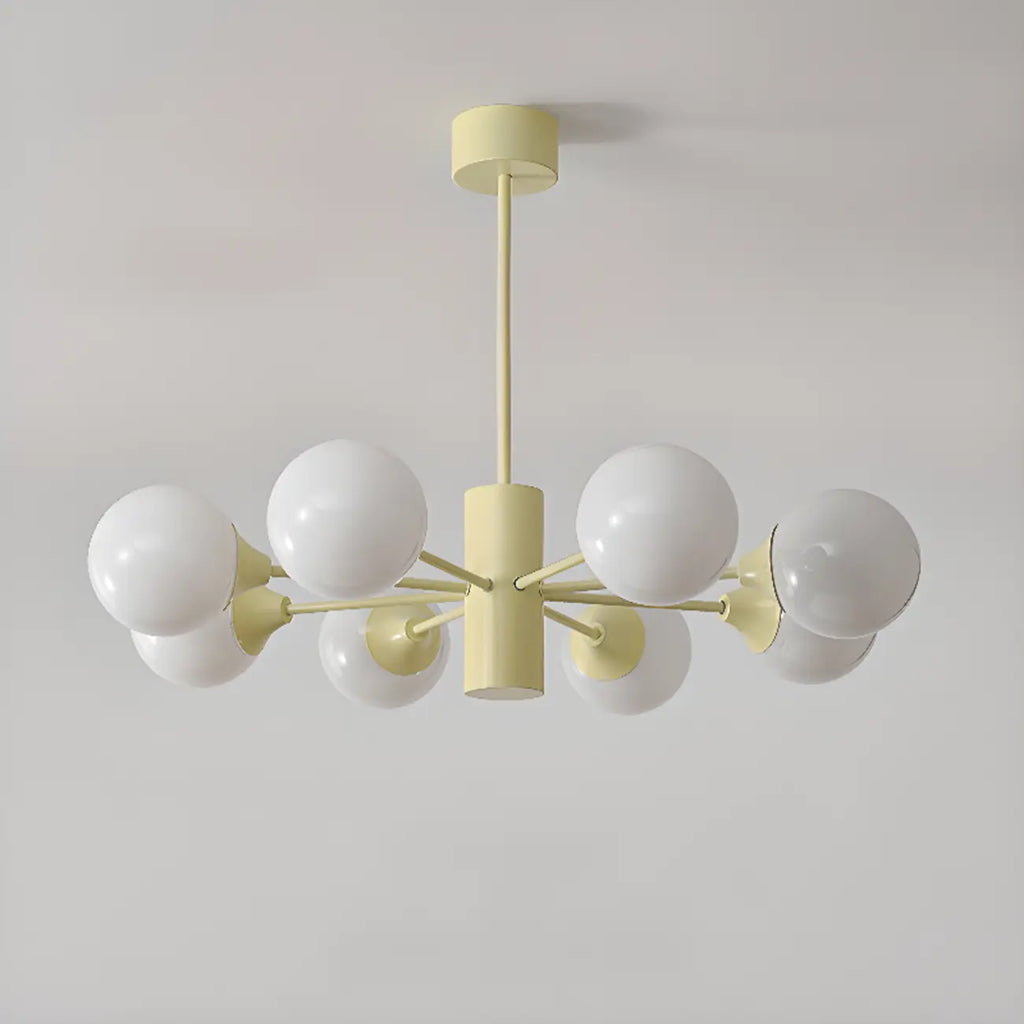 Lampadario moderno a 8 luci con globo in vetro e design regolabile