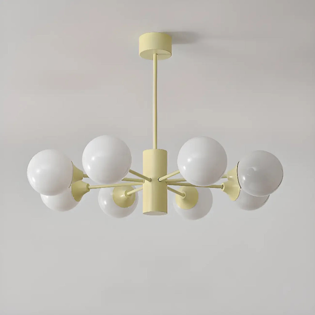 Lampadario moderno a 8 luci con globo in vetro e design regolabile