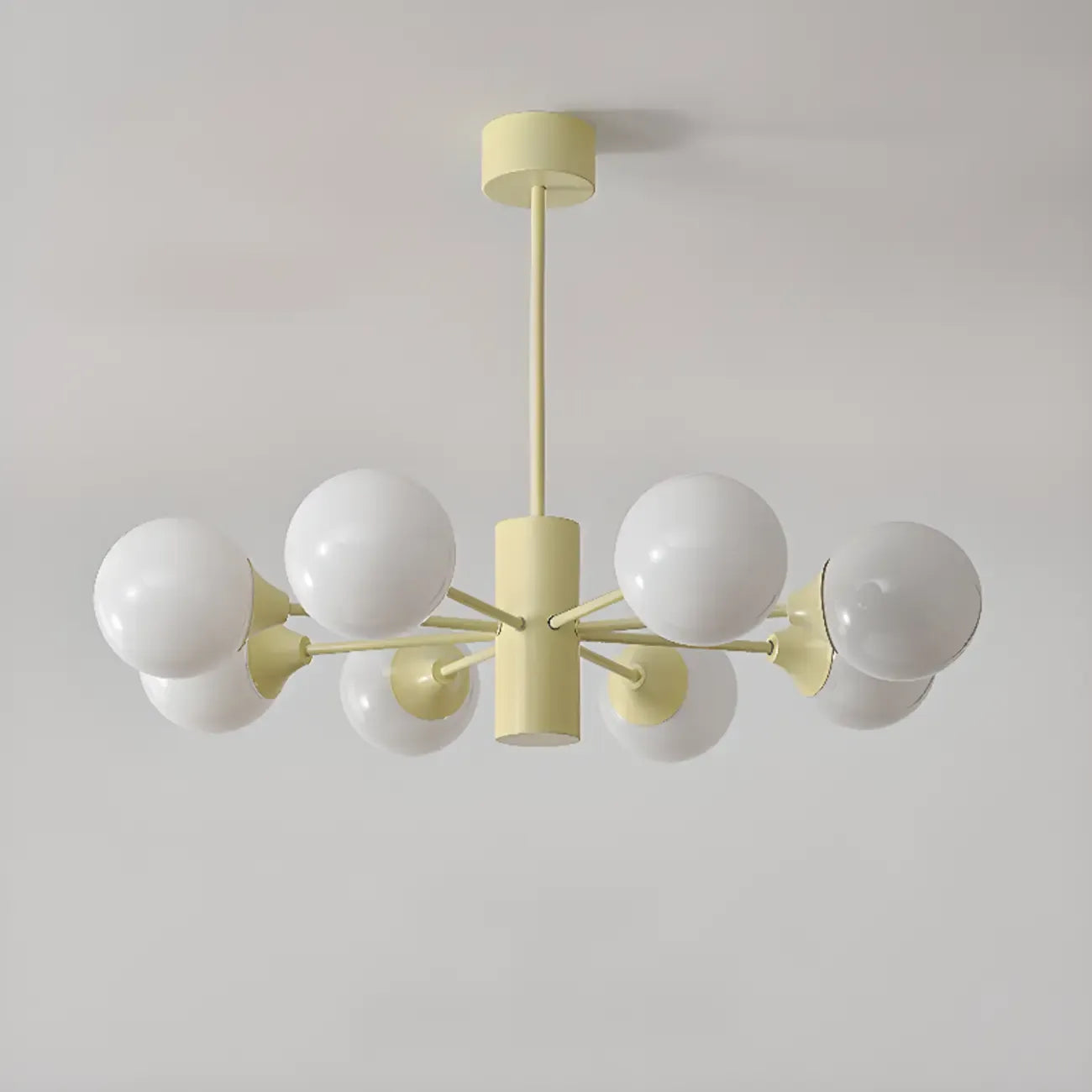 Lampadario moderno a 8 luci con globo in vetro e design regolabile
