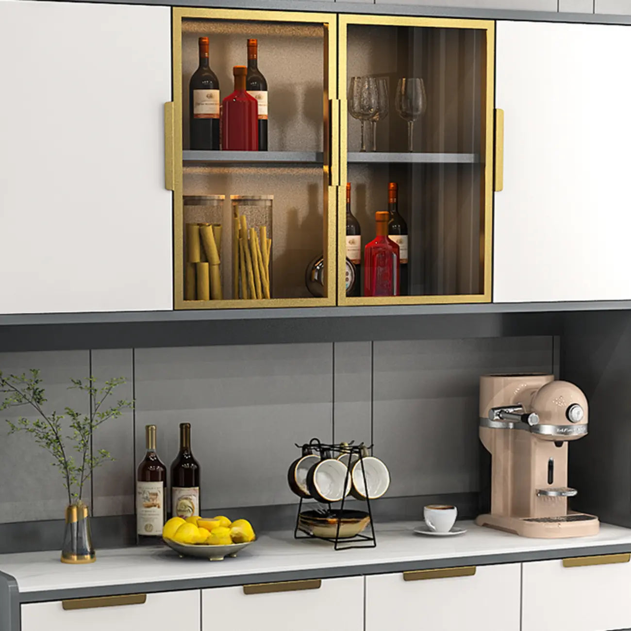 Buffet de salle à manger en bois gris avec tiroir