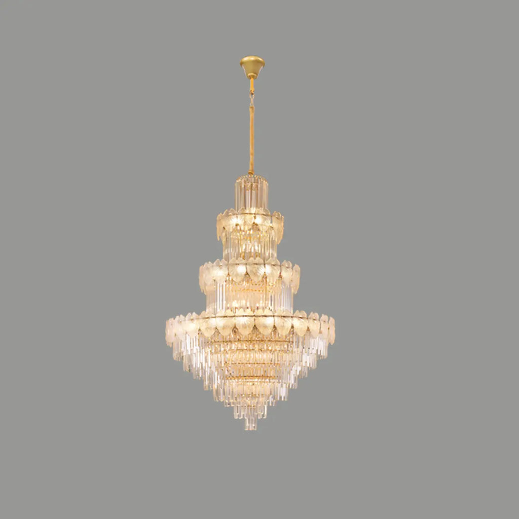 Lustre rond en cristal de luxe au design élégant à plusieurs niveaux