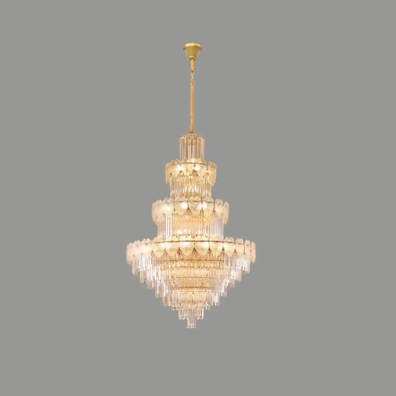 Lustre rond en cristal de luxe au design élégant à plusieurs niveaux