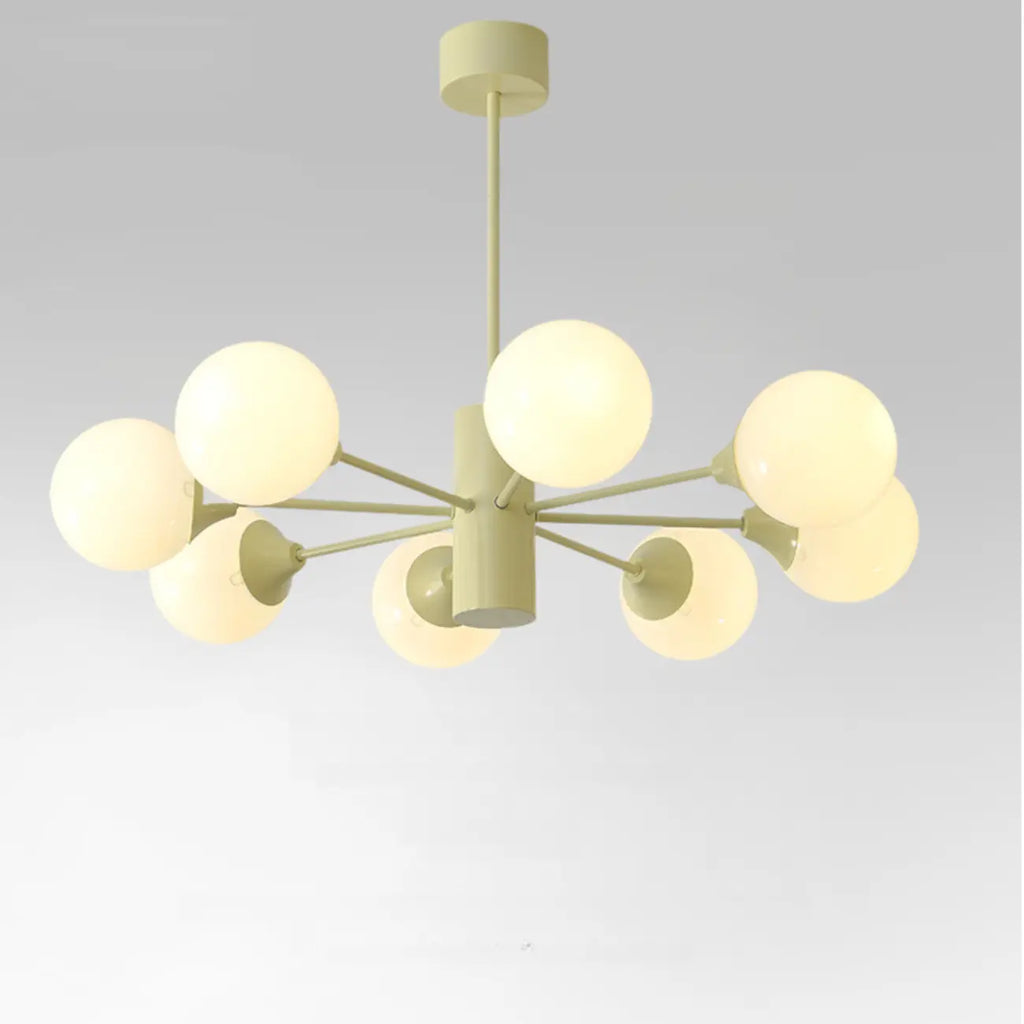 Lampadario moderno a 8 luci con globo in vetro e design regolabile