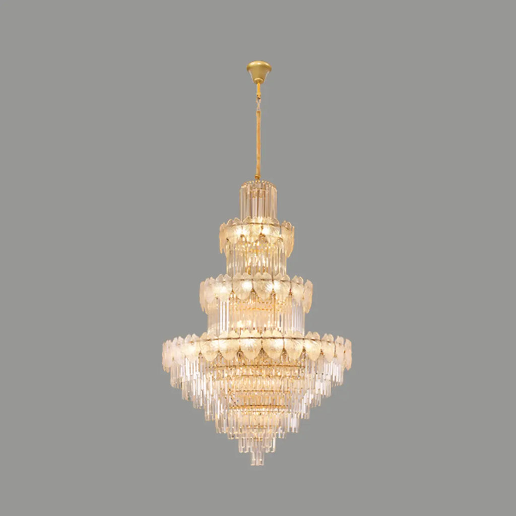 Lustre rond en cristal de luxe au design élégant à plusieurs niveaux