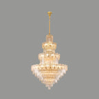 Lustre rond en cristal de luxe au design élégant à plusieurs niveaux