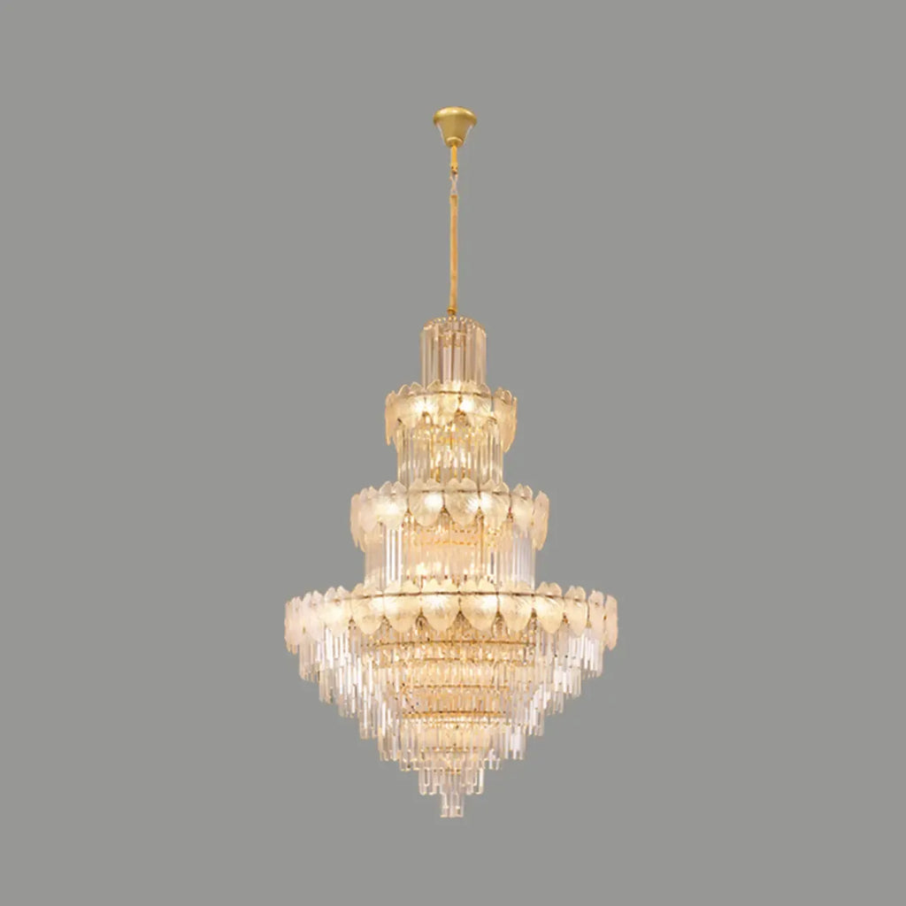 Lustre rond en cristal de luxe au design élégant à plusieurs niveaux