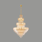 Lustre rond en cristal de luxe au design élégant à plusieurs niveaux