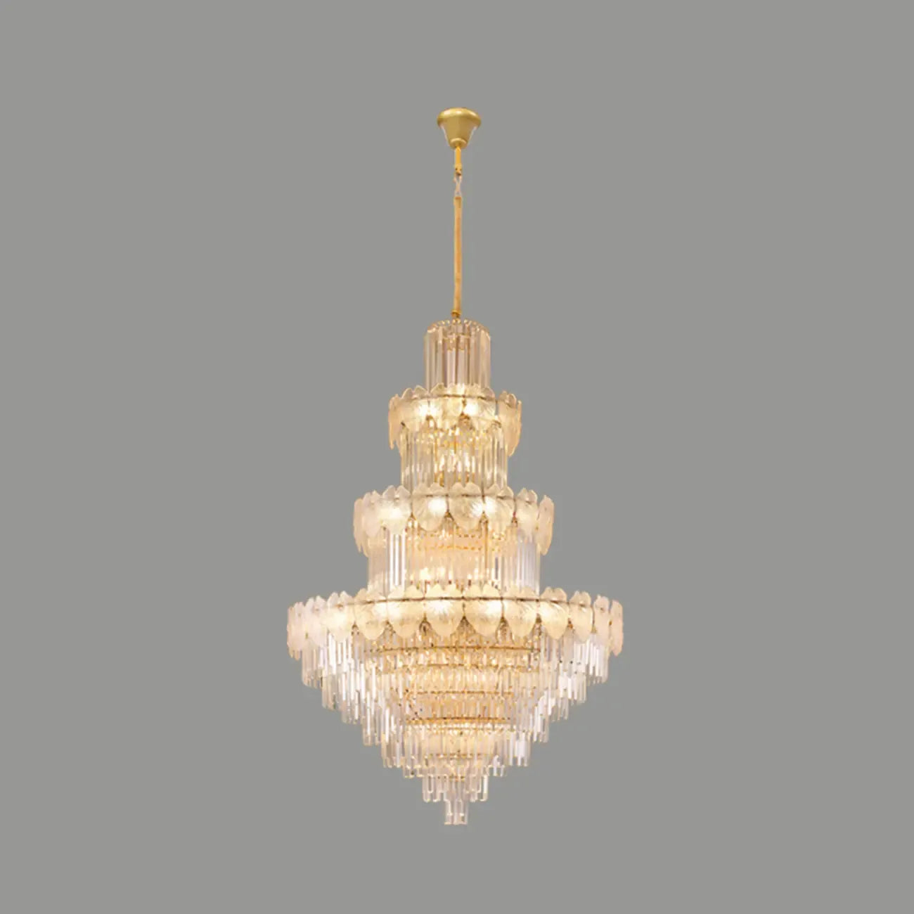 Lustre rond en cristal de luxe au design élégant à plusieurs niveaux