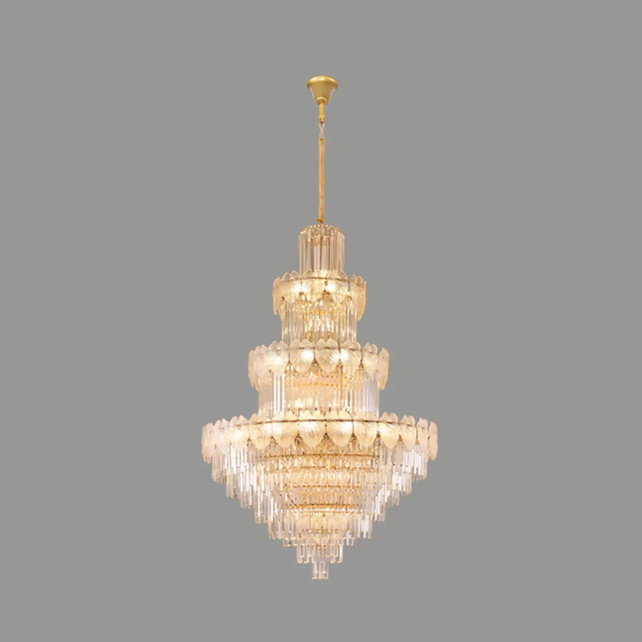 Lustre rond en cristal de luxe au design élégant à plusieurs niveaux