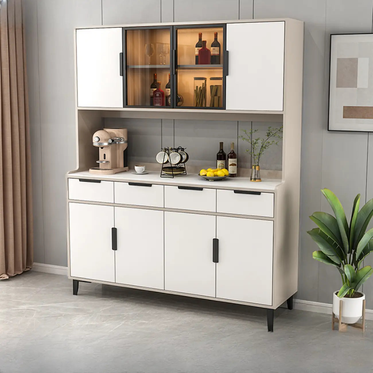Buffet de salle à manger en bois gris avec tiroir