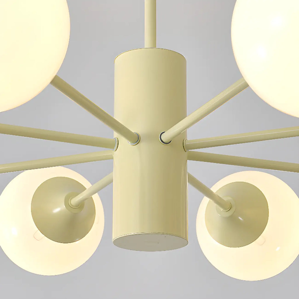Lampadario moderno a 8 luci con globo in vetro e design regolabile