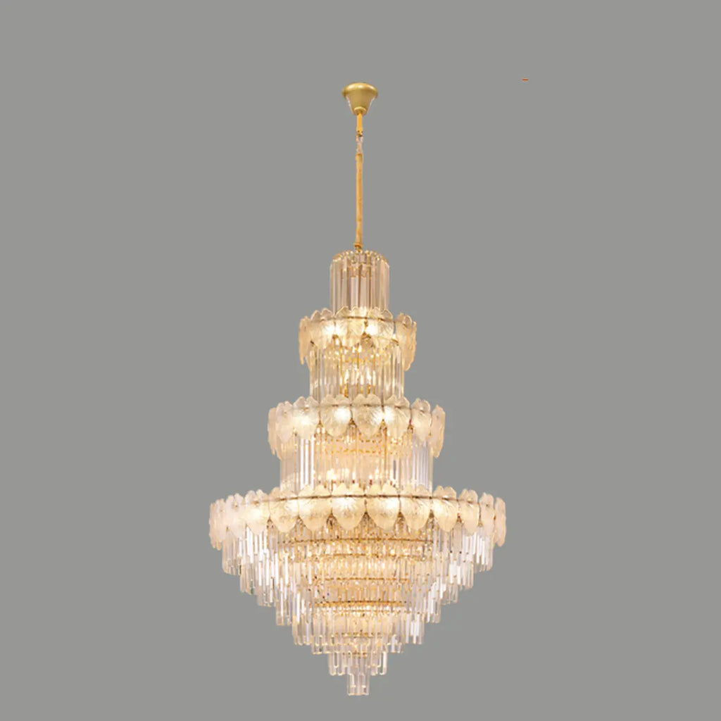 Lustre rond en cristal de luxe au design élégant à plusieurs niveaux