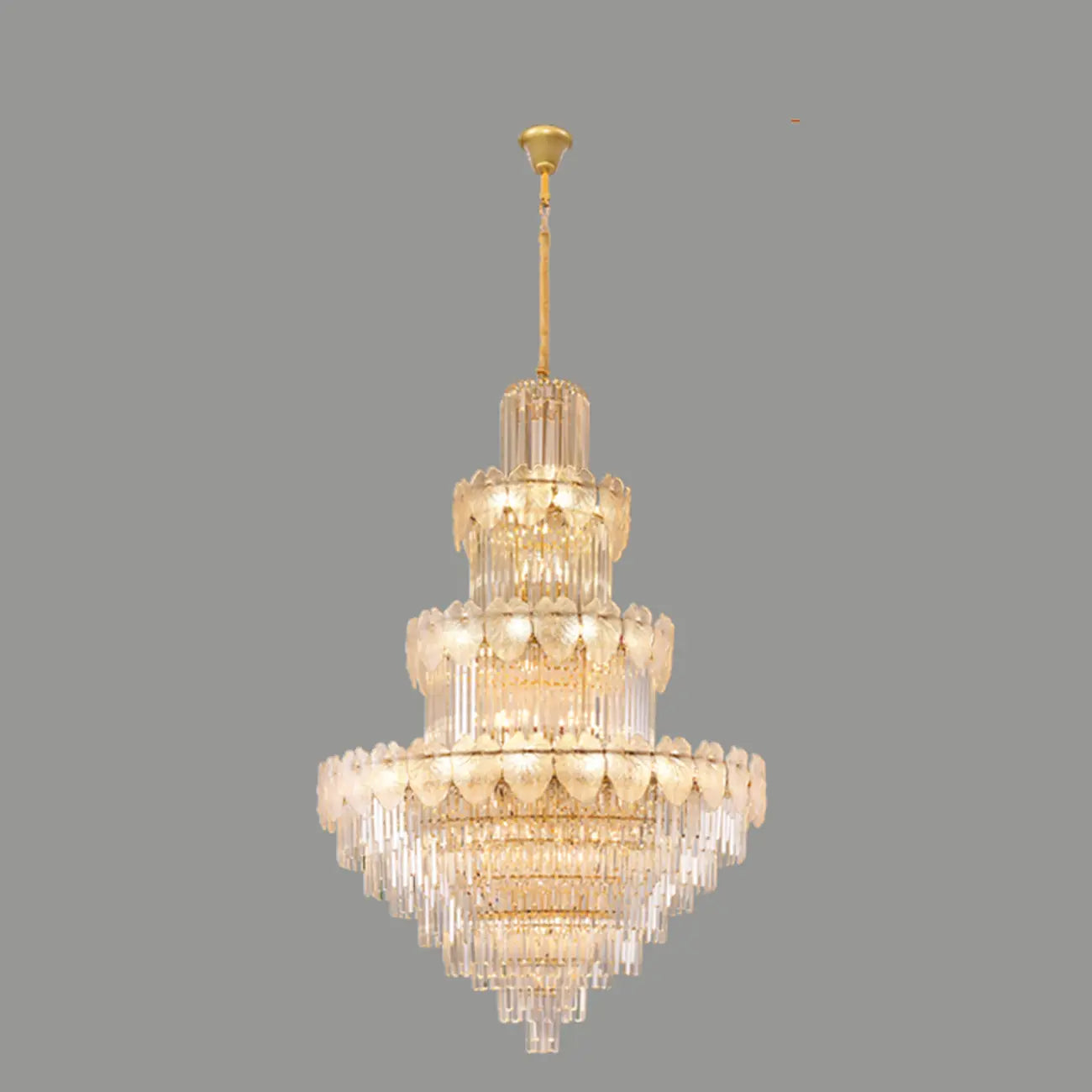 Lustre rond en cristal de luxe au design élégant à plusieurs niveaux