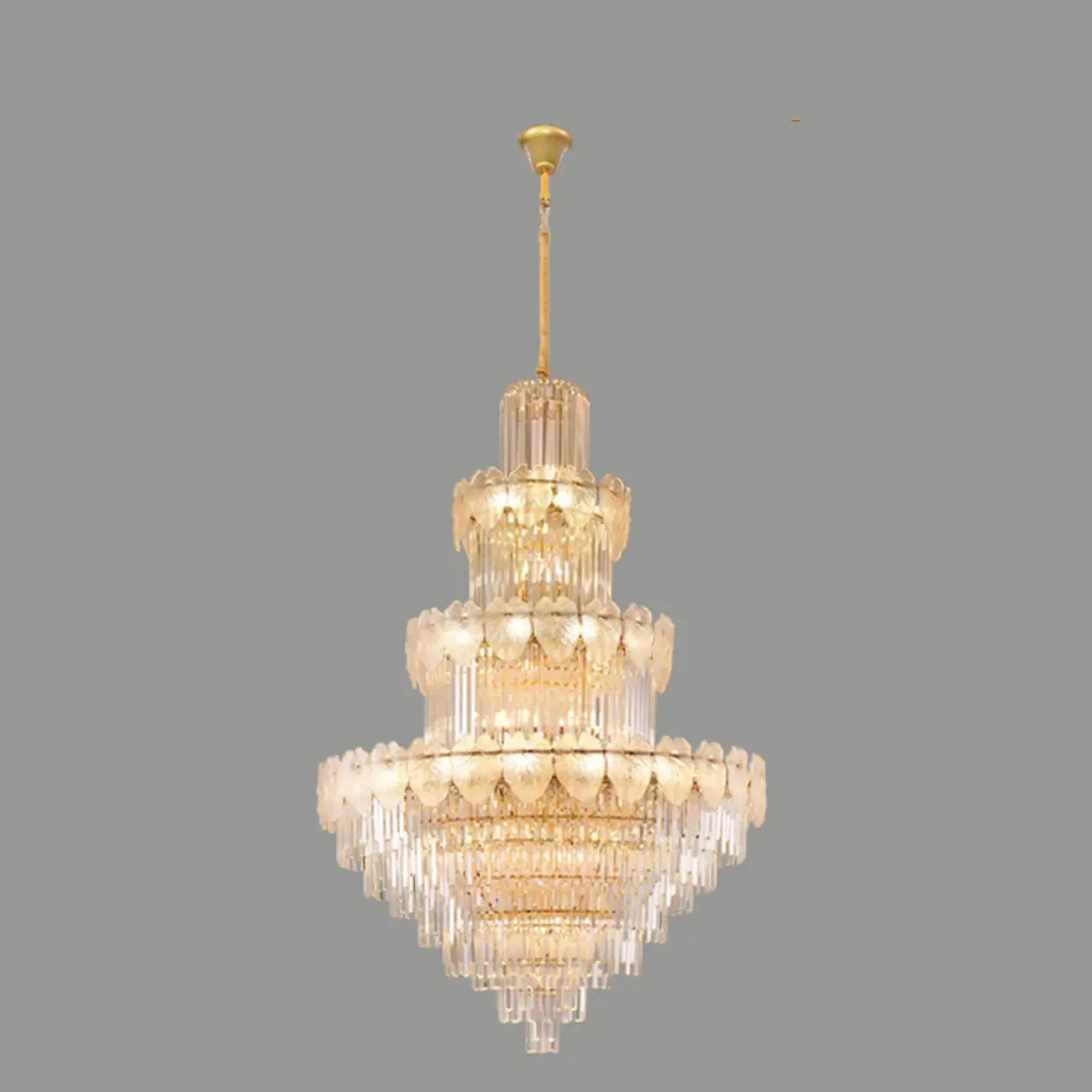 Lustre rond en cristal de luxe au design élégant à plusieurs niveaux