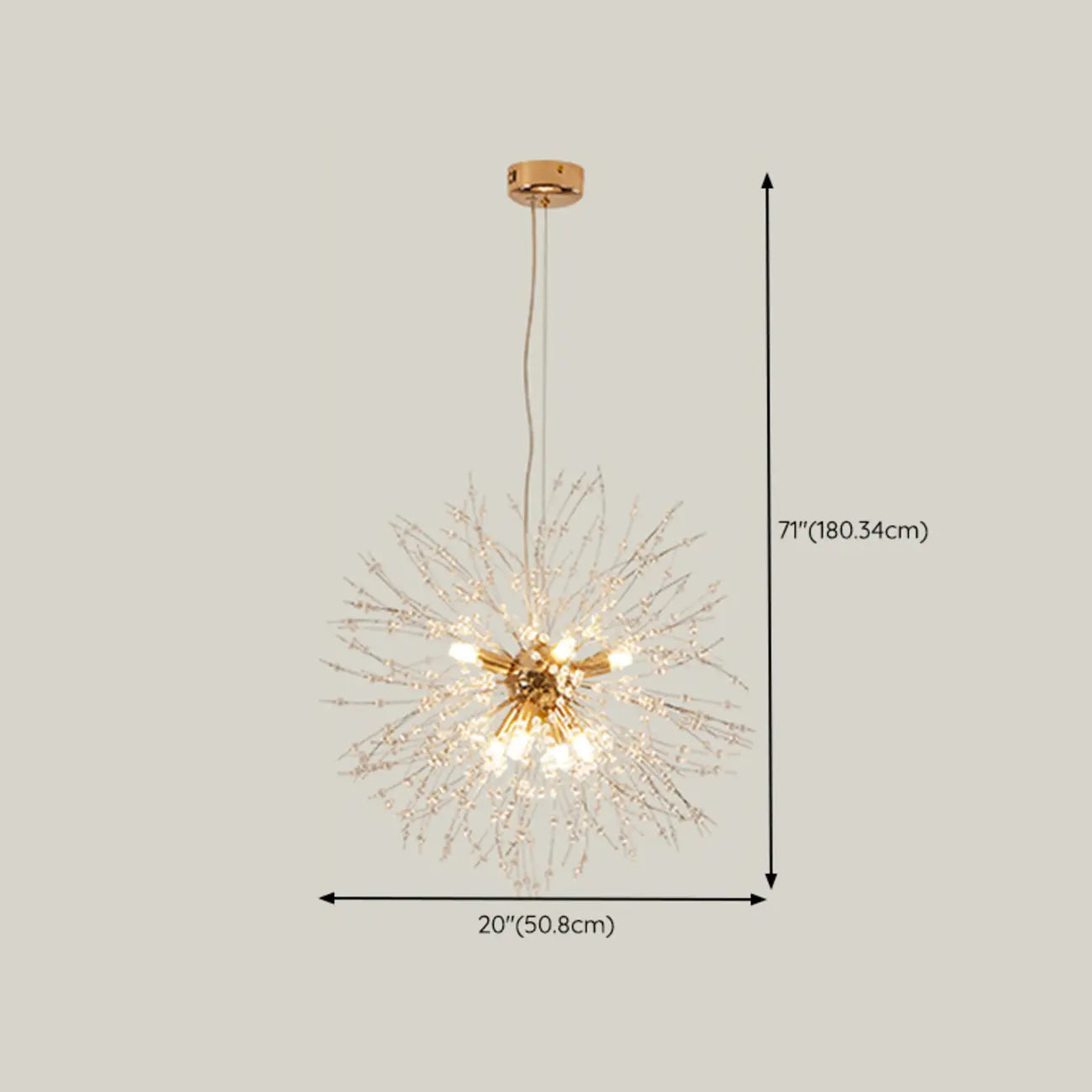 Lustre en cristal de luxe en forme d'étoile, longueur flexible