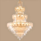 Lustre rond en cristal de luxe au design élégant à plusieurs niveaux