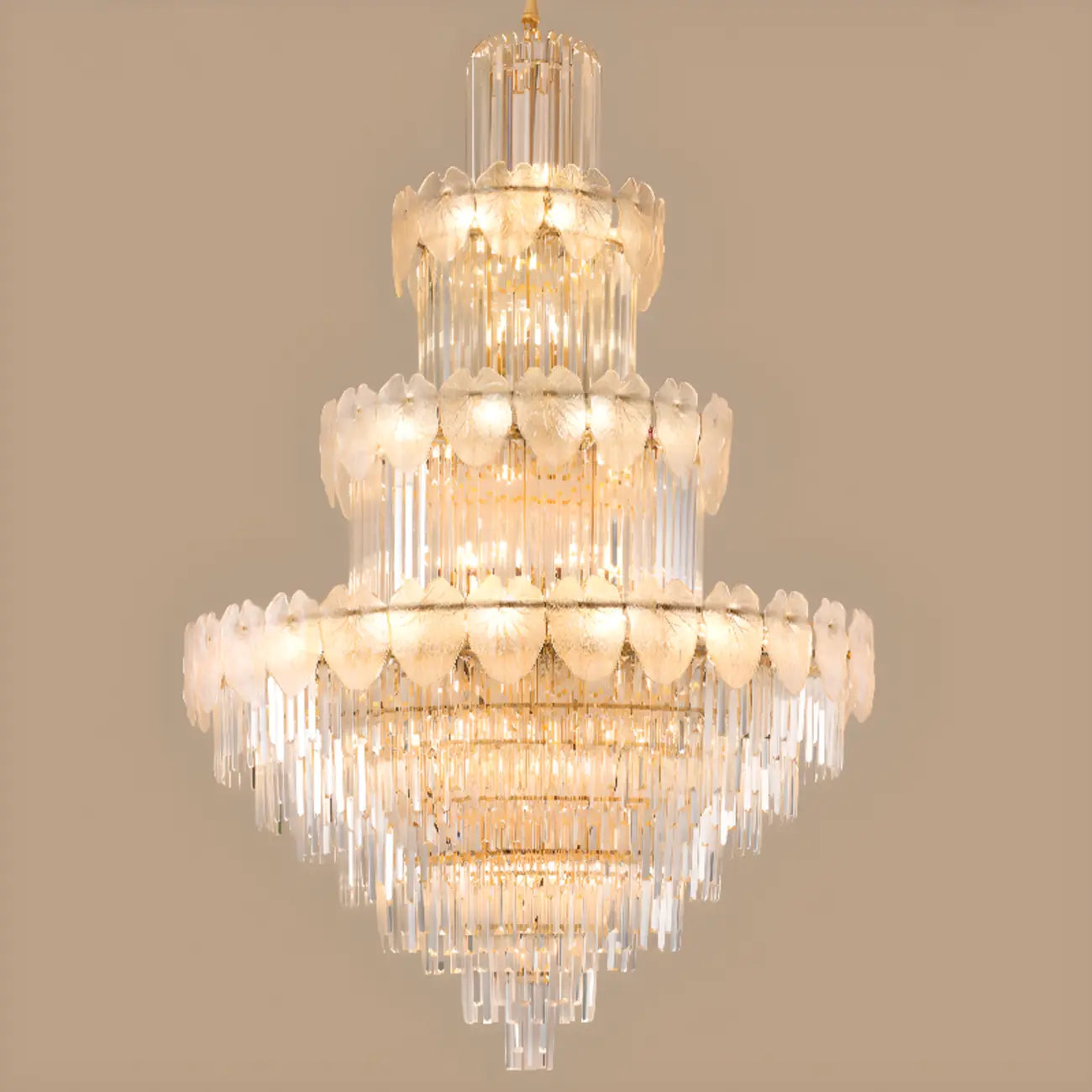 Lustre rond en cristal de luxe au design élégant à plusieurs niveaux