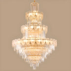 Lustre rond en cristal de luxe au design élégant à plusieurs niveaux