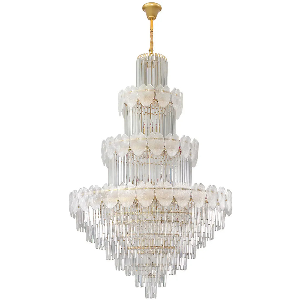 Lustre rond en cristal de luxe au design élégant à plusieurs niveaux