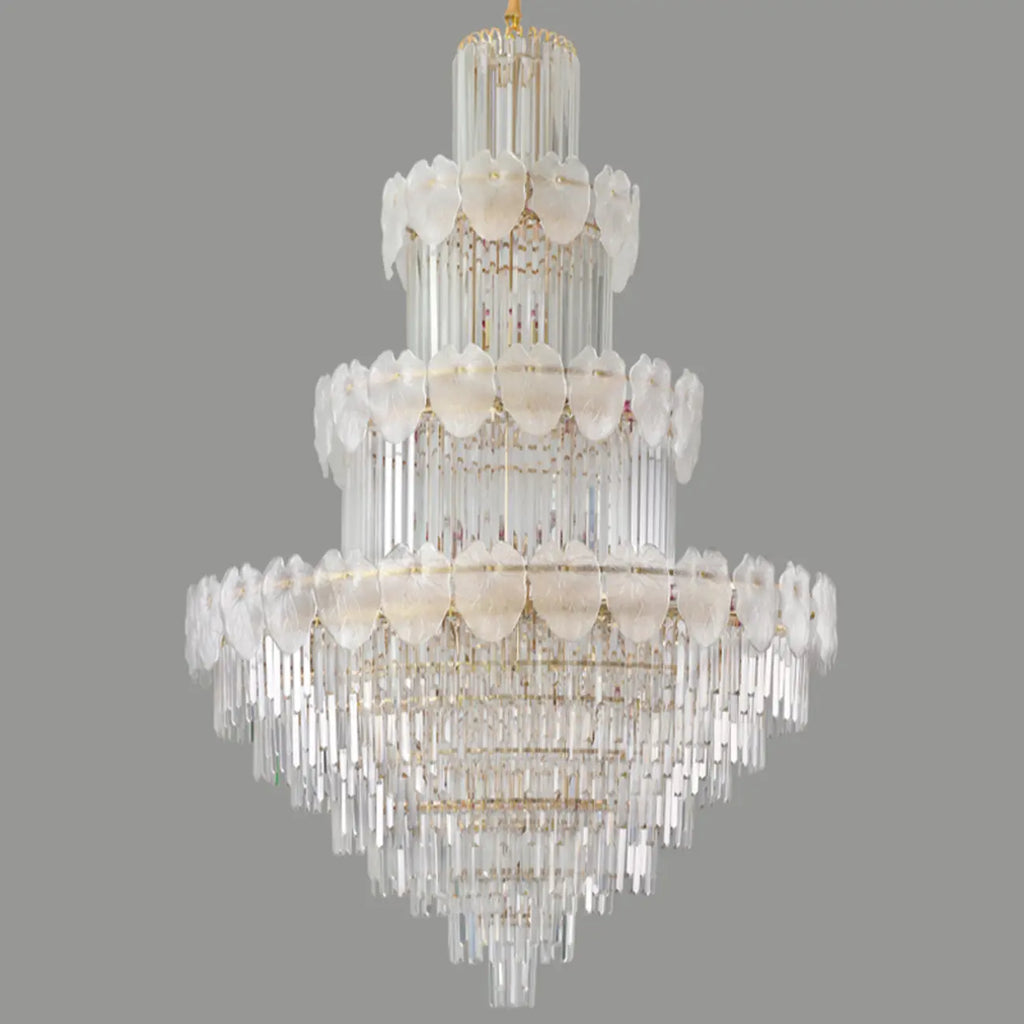 Lustre rond en cristal de luxe au design élégant à plusieurs niveaux