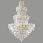 Lustre rond en cristal de luxe au design élégant à plusieurs niveaux