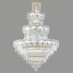 Lustre rond en cristal de luxe au design élégant à plusieurs niveaux