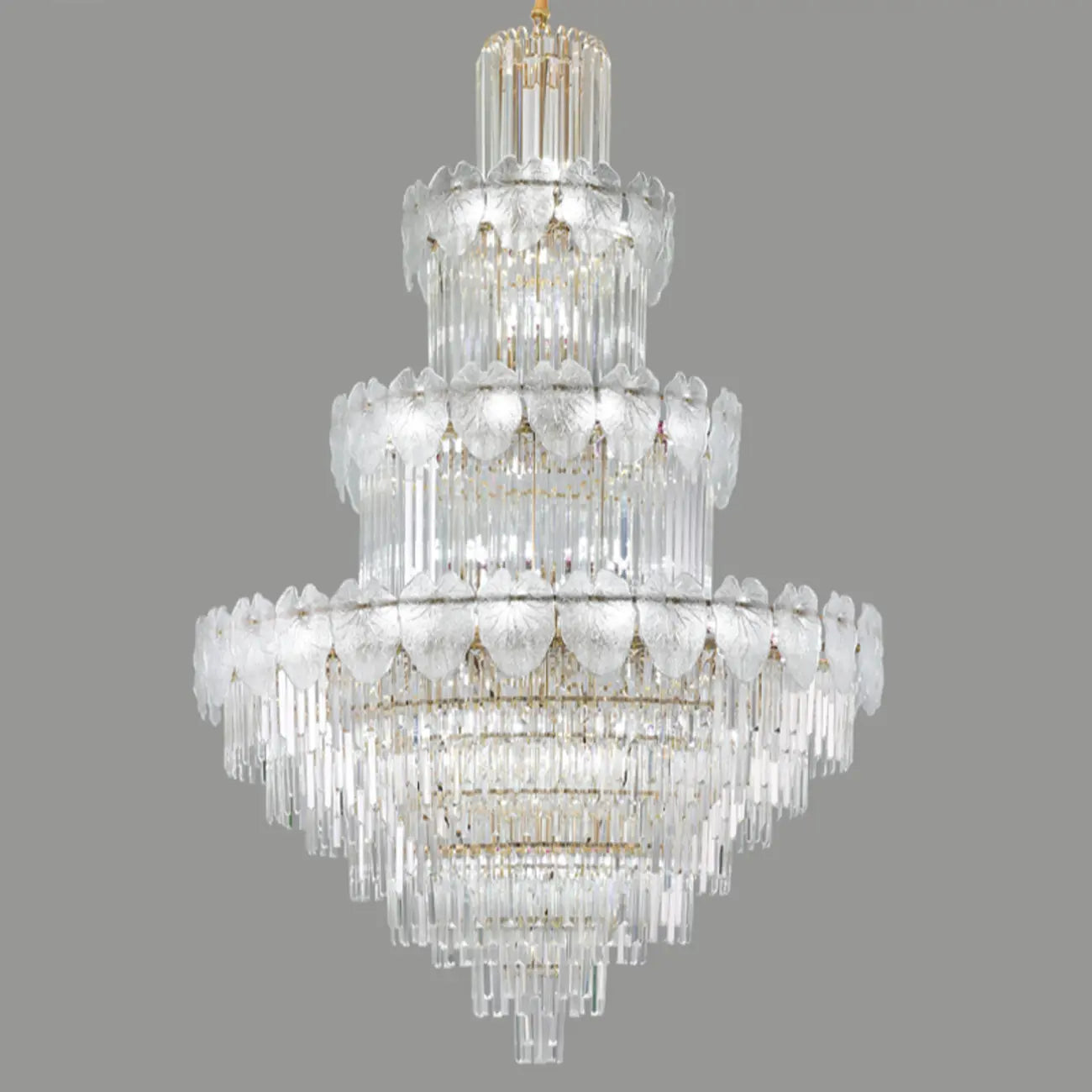Lustre rond en cristal de luxe au design élégant à plusieurs niveaux