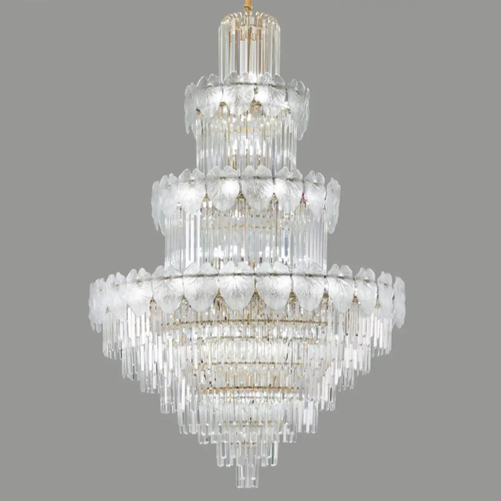 Lustre rond en cristal de luxe au design élégant à plusieurs niveaux