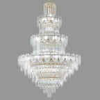 Lustre rond en cristal de luxe au design élégant à plusieurs niveaux