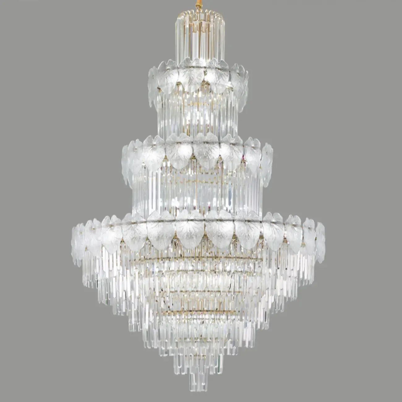 Lustre rond en cristal de luxe au design élégant à plusieurs niveaux