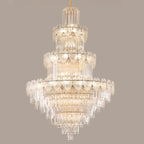 Lustre rond en cristal de luxe au design élégant à plusieurs niveaux